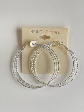 BOLD elements Silver Textured Multi-Hoop Earrings